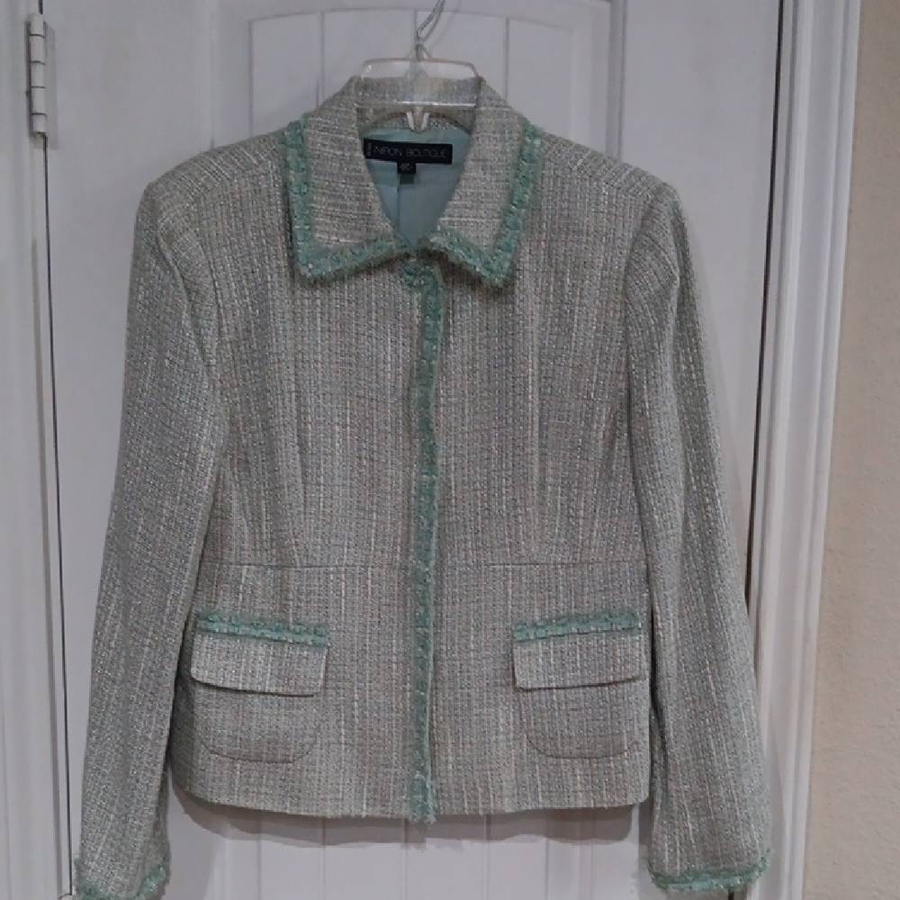 Nipon Boutique Green Tweed Blazer